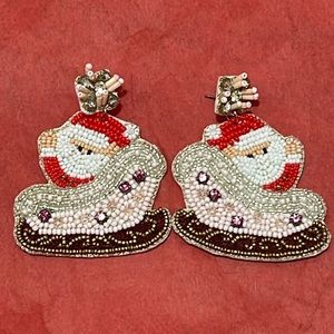 🎉❤️Multicolor Beaded Santa Sleigh Christmas Earrings